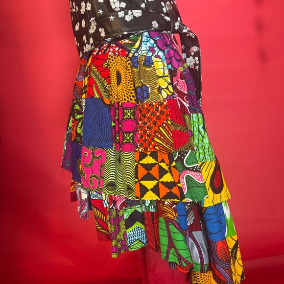 Vintage 90s African Ankara Patchwork Midi Skirt – Handmade, Size Small - Picture 5 of 12